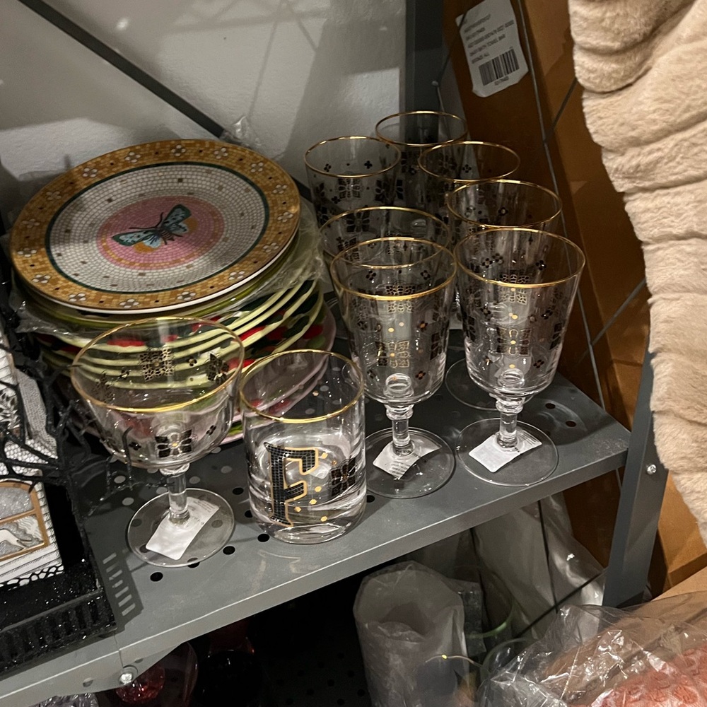 Anthropologie Bistro Tile Wine Glasses, Set of 2, NWT - Picture 3 of 3